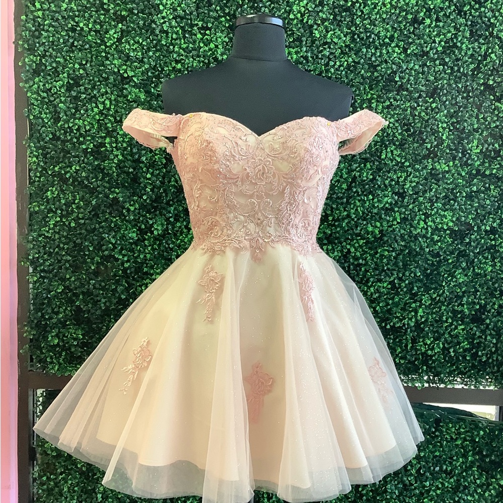 Elegant Pink, Lace Up Dress in S